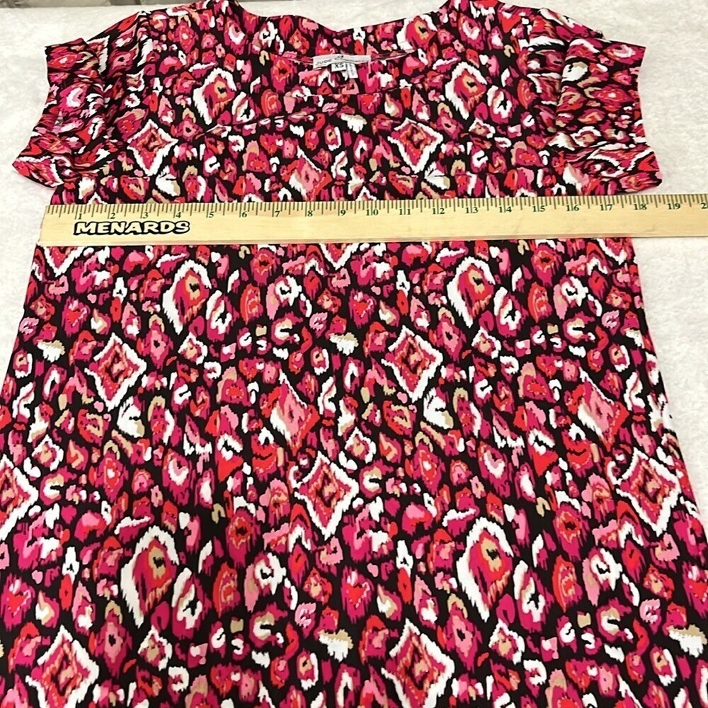 Jude Connally Short Sleeve Shift Dress Vibrant Pink Patterned Womens Size XS - Picture 4 of 6